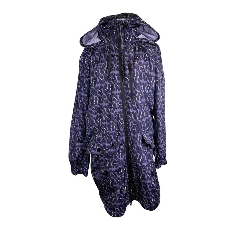 Lucky Brand Purple Leopard‎ Print Rain Jacket Hooded Parka XL Windbreaker Active
